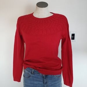 Talbots Red Classic Crew Neck Long Sleeve Women's Sweater Size MP